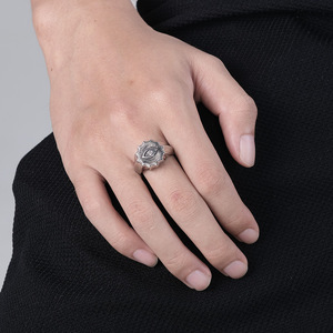 แหวนสแตนเลสรูปตาสีดำ unisex เครื่องประดับแฟชั่นของขวัญชุดง่ามตั้งค่า K R682 - Product Image 4