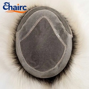 Prothèse capillaire <span class=keywords><strong>homme</strong></span> en <span class=keywords><strong>cheveux</strong></span> naturels, <span class=keywords><strong>blond</strong></span> <span class=keywords><strong>platine</strong></span> ombré, perruque toupet pour hommes, système capillaire masculin en mono PU et dentelle, perruque <span class=keywords><strong>homme</strong></span> de 6 pouces - Product Image 5