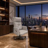 Chaise de bureau exécutive ergonomique de luxe avec repose-pieds 155 °   Chaise de bureau de direction inclinable en cuir pleine fleur brésilien à dossier haut