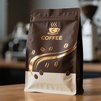 Sac plat pratique pour café de 1 kg avec fermeture éclair, en PET/AL/NYLON/PE imperméable, emballage alimentaire, accepte les commandes personnalisées