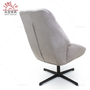 Fauteuil pivotant en velours <span class=keywords><strong>gris</strong></span> <span class=keywords><strong>clair</strong></span>, moderne, pour salon ou chambre, dossier haut rembourré à 360°, siège lounge élégant et confortable - Product Image 4