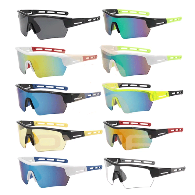 New Dazzling Color Running Bicycle Glasses Wholesale Outdoor Men's High Quality Oversized Sports Sunglasses