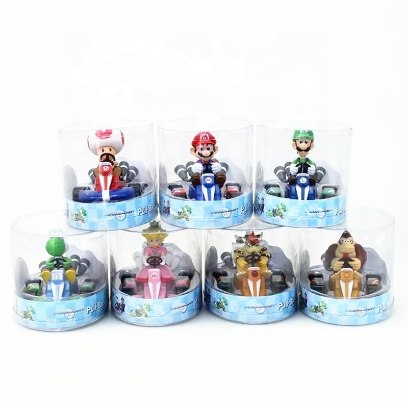 HWA 100302 Wholesale cartoon car mario luigi action figure pull-back vehicle Kart Cars Figure toys for kids gift
