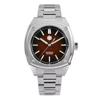 Montre automatique mécanique de plongée carrée de luxe vintage 3D à cadran 316L en acier inoxydable pour homme, vente en gros, faible MOQ, personnalisable