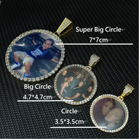 Collier pendentif photo cercle super grand 70 mm, cadre photo plaqué or 18 carats, breloques souvenir, cadeau de Nouvel An pour la famille