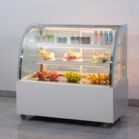 Vitrine réfrigérée pour gâteaux de supermarché, vitrine à gâteaux verticale en verre incurvé, vitrine réfrigérée à double porte pour gâteaux