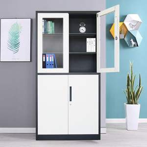 Knock-down metal archiefkast met glazen deur, ijzeren opbergkast, boekenkast, kantoorarchiefkast, apparatuur - Product Image 3