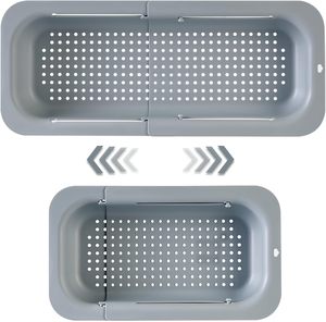 Panier égouttoir d'évier extensible et pliable, réglable pour poser sur l'évier - Product Image 1