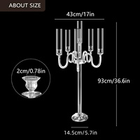 5 Bras Clair Candélabre Acrylique Bougeoirs De Mariage Chandeliers Fleur Stand Titulaire Candélabre pour Centre Table Décoration