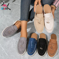 BBAVR Mules à bout ouvert pour femme, dessus textile, semelle EVA, respirantes, chaussures décontractées toutes saisons, gris, bleu, noir, marron, beige, blanc, métal