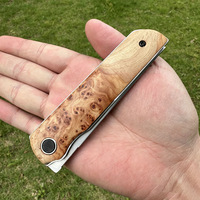 Couteau de poche artisanal en bois de thuya avec lame en acier à 3 couches, petit couteau pliant professionnel, collection cadeau pour hommes