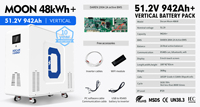 Batterie LiFePO4 Docan US EU Stock Power Wall 48kWh 51.2V 942Ah 314ah, système de stockage d'énergie domestique, batterie de secours solaire, BMS intelligent, ESS