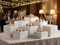 8 pièces de supports de présentation en acrylique blancs à fond creux pour buffet, présentoirs alimentaires pour la décoration de tables de desserts et de traiteurs