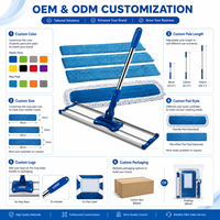 Serpillère plate en microfibre bleue légère de haute qualité pour la maison, l'hôtel, le bureau, la capture de la poussière et le nettoyage quotidien des sols