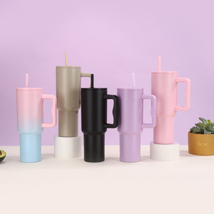 Gobelet isotherme en acier inoxydable tendance de 40 oz, grande capacité, imperméable, <span class=keywords><strong>mug</strong></span> à café de voyage avec poignée et paille - Product Image 2