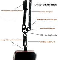 Cordon de téléphone portable tressé personnalisé et tendance avec sangle de cou diagonale et corde d'escalade détachable, avec porte-carte