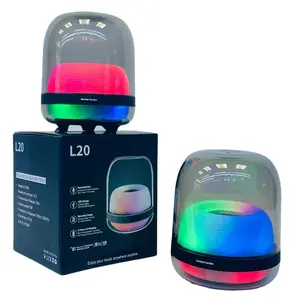 بلوتوث مكبر صوت ستيريو الملونة RGB أضواء هالة ستوديو اللاسلكية في الهواء الطلق ميكرفون بلوتوث محمول مع RGB أضواء
