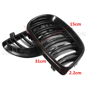 2 Rejillas Delanteras para BMW E92 E93 328i 335i 2007 2008 2009 2010 2011-2014, Rejillas de Carreras con Doble Listón en Negro Brillante - Product Image 5
