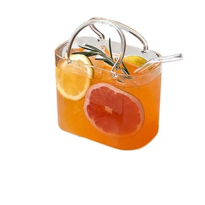 Tasse à thé aux fruits d'été tendance style <span class=keywords><strong>sac</strong></span> à <span class=keywords><strong>main</strong></span> en verre borosilicate transparent créatif et original <span class=keywords><strong>sans</strong></span> poignée ni couvercle pour cocktails - Product Image 3
