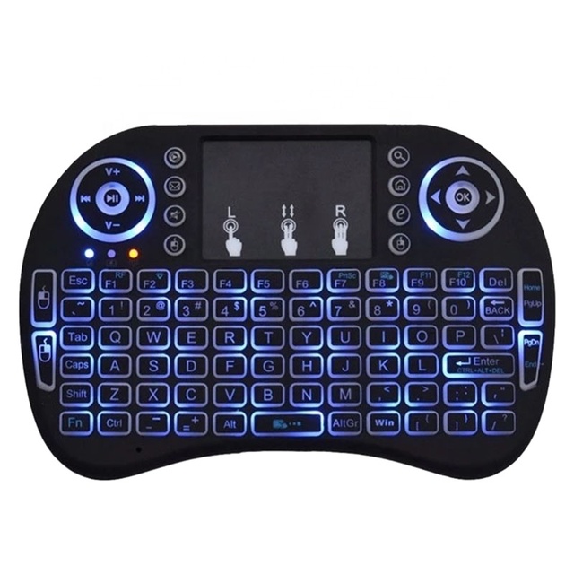 2021 I8 Mini Wireless Keyboard 7color Backlit 2.4ghz Stick 3 Colors Air Mouse with Touch Pad Remote Control Android TV