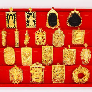 Ciondolo da uomo Hip Hop in giada drago Buddha <span class=keywords><strong>Phoenix</strong></span> 24K placcato oro bello e bello ciondolo accessori potenti - Product Image 1