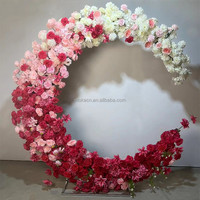 Composition florale populaire en soie et plastique rose, motif lune, pour anniversaire, baby shower, remise de diplôme, Noël - Scène