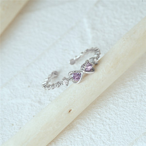 Anillos de Plata S925 con Circonita y Lazo Morado de CANNER Fine Jewelry, Anillos Ajustables para Chicas, Regalos para el Día de San Valentín - Product Image 3