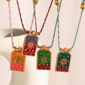 Gioielli in smalto da sogno tarocchi gioielli malocchio Set di collane pendenti alla moda Set di gioielli in oro placcato in acciaio inossidabile - Product Image 4