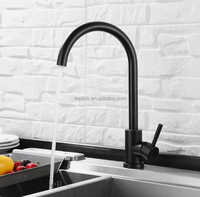 Robinet de cuisine monocommande moderne en acier inoxydable brossé noir pour eau chaude et froide, à poser sur plan, avec garantie d'un an