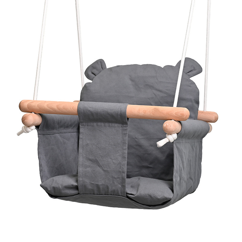 FDFIT Wooden Canvas Hanging Baby Swing