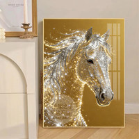 Peinture diamant DIY TRUSTEK style riche, cheval doré, post-moderne, encadrée, faite à la main, taille personnalisée, décoration haut de gamme pour salon