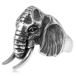 yunnique Men's Elephant Head Stainless Steel <b>Ring</b> <b>Silver</b> Vintage Animal Design Fashion Jewelry Gift - Product Image 3