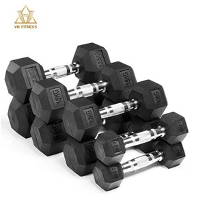 Ensemble d'haltères hexagonales en caoutchouc noir, revêtement caoutchouc, vente en gros, pas cher, poids personnalisés en <span class=keywords><strong>LBS</strong></span>/KG, 10 KG, <span class=keywords><strong>20</strong></span> KG - Product Image 6