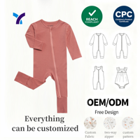 Pyjama nouveau produit à double fermeture éclair en viscose de bambou pour nouveau-né fille, barboteuse personnalisée pour bébé