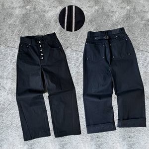 <span class=keywords><strong>Jeans</strong></span> da <span class=keywords><strong>Uomo</strong></span> Personalizzati in Denim Giapponese Selvedge Grezzo Nero Bianco a Gamba Dritta Stile Baggy - Product Image 1
