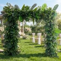 Arche de fleurs vertes artisanales pour l'entrée de mariage, EG-FA117, en verdure naturelle au toucher réel, pour cérémonie de mariage