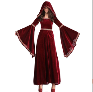 Usine cour médiévale reine Halloween Costume manches évasées <span class=keywords><strong>Victoria</strong></span> longue robe en velours pour adultes scène Performance - Product Image 1