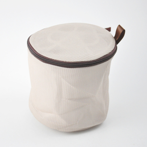 Bolsa de lavandería cilíndrica de malla de doble capa, 18x15cm, con cremallera, para ropa interior delicada - Product Image 2