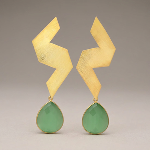 NOUVELLE ARRIVÉE Bijoux JAIPUR GEMS, Clous d'oreilles en acier inoxydable plaqué or, style vintage marocain, motif MONALISA vert, coupe Asscher, classiques, à crochet, style bohème - Product Image 3