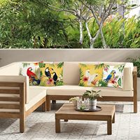 Housse de coussin tropical avec motif de toucan, décoration extérieure avec motif de feuille de plante et de perroquet, housse de coussin en lin pour canapé et lit