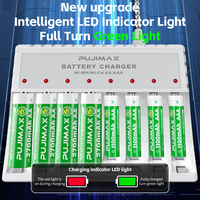 Chargeur rapide intelligent PUJIMAX avec indicateur de charge LED, chargeur de batterie rechargeable pour batterie au nickel-métal hydride 1,2 V Ni-mh