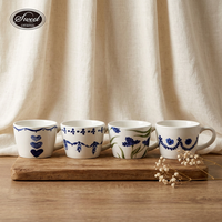 Cangkir Kopi Keramik Lukis Tangan Motif Bunga Daisy Gaya Cottagecore SWT untuk Wanita, Hadiah Pesta Teh di Kebun