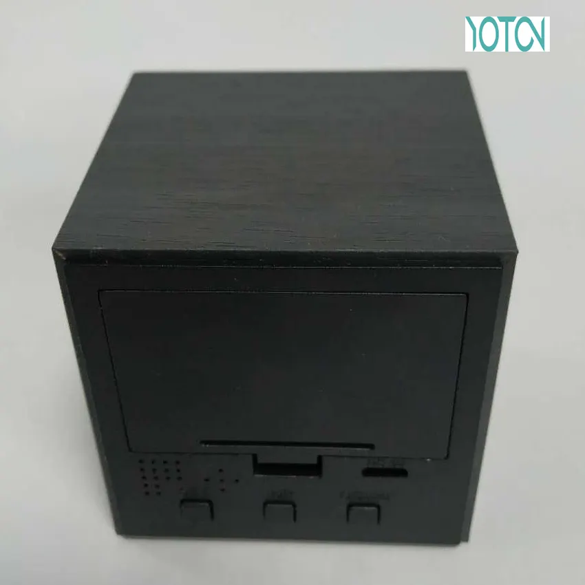 Youton 2024 Wood LED Table Clock Small Cube Table Alarm Clock