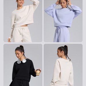 Nouveau sweat-shirt sportif à col rond doublé en velours pour femme, idéal pour l'automne et l'hiver, décontracté, pour la course à pied et le fitness, à manches longues - Product Image 4