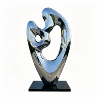 Sculpture abstraite en acier inoxydable, miroir poli, statue en métal, taille et couleur personnalisées, décoration pour la maison, le bureau, le jardin, le parc