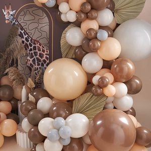 140 ballons de fête <span class=keywords><strong>jungle</strong></span> brun forêt, guirlande de ballons crème nude blanc café pour la décoration d'<span class=keywords><strong>anniversaire</strong></span> Wild One - Product Image 3