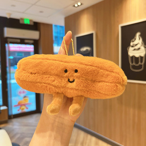 Lindo llavero de felpa de pan, juguete de peluche de pan naranja con cara sonriente, piernas, llavero de felpa suave, regalo para amantes de la comida, niños - Product Image 3