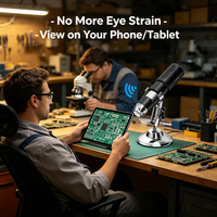 Microscopio Digital Inalámbrico WiFi 1000X HD con Soporte Metálico para Reparación de PCB y Análisis de Piel en Teléfono/PC