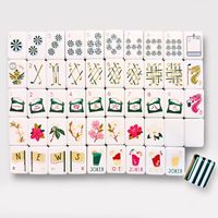 Tuiles de Mahjong Américain en Acrylique à Rayures Verticales Bleues, Fabriquées en Chine, Emballage en Carton, Commerce Transfrontalier