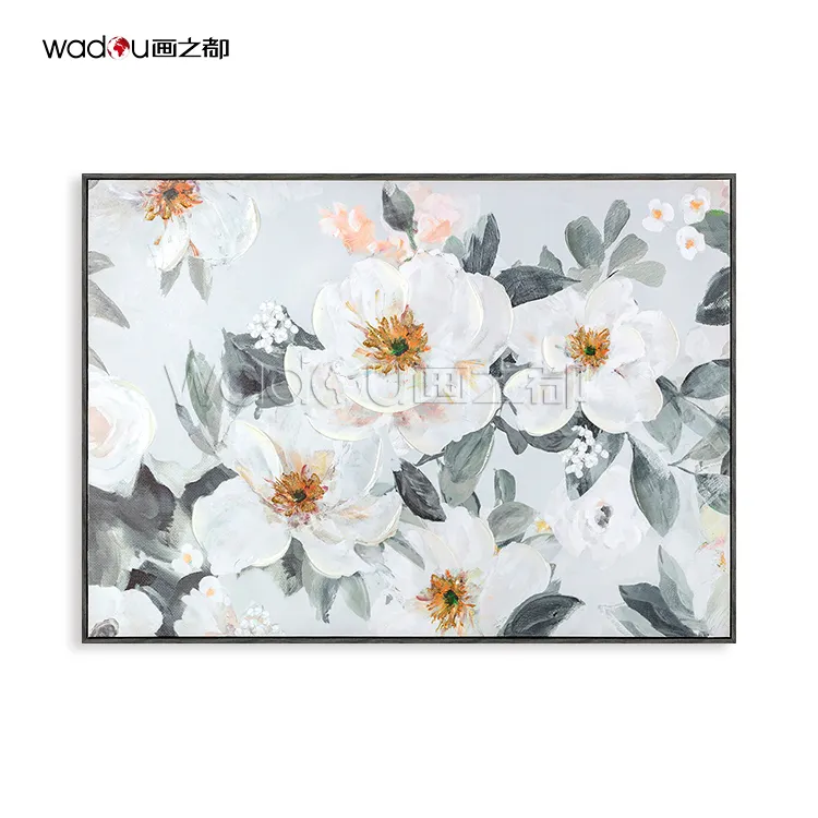 2021 Hot Home Decor Handpainted Modern Canvas Flower Frame Wall Art Floral Acrylic Paint Flower Oil Painting